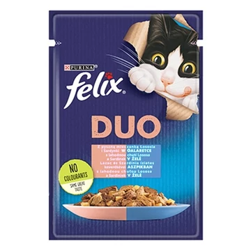 Állateledel alutasakos FELIX Fantastic Duo macskáknak lazac-szardínia aszpikban 85g Állateledel alutasakos FELIX Fantastic Duo macskáknak lazac-szardínia aszpikban 85g