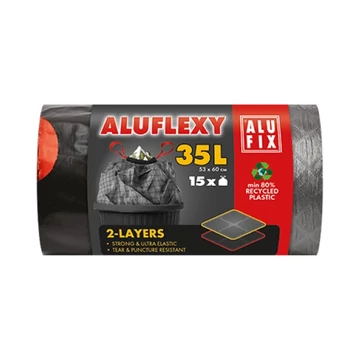Szemeteszsák ALUFIX 35L Aluflexy húzófüles 2 rétegű 15 db/tekercs Szemeteszsák ALUFIX 35L Aluflexy húzófüles 2 rétegű 15 db/tekercs