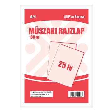 Rajzlap műszaki FORTUNA A/4 180gr 25 ív/csomag Rajzlap műszaki FORTUNA A/4 180gr 25 ív/csomag
