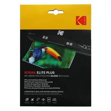 Lamináló fólia KODAK A/6 160 mikron fényes 25 ív/csomag Lamináló fólia KODAK A/6 160 mikron fényes 25 ív/csomag
