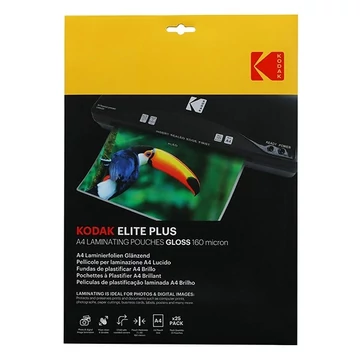 Lamináló fólia KODAK A/4 160 mikron fényes 25 ív/csomag Lamináló fólia KODAK A/4 160 mikron fényes 25 ív/csomag