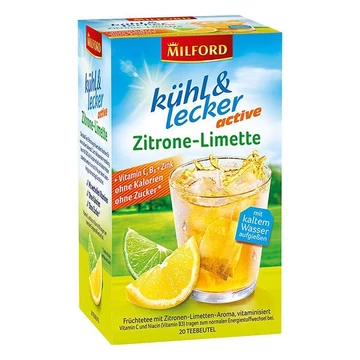 Gyümölcstea MILFORD Kühl & Lecker Active Citrom-Limette 20 filter/doboz Gyümölcstea MILFORD Kühl & Lecker Active Citrom-Limette 20 filter/doboz