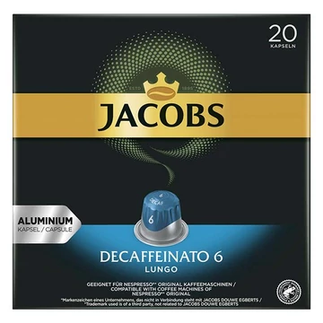 Kávékapszula JACOBS Nespresso Lungo koffeinmentes 20 kapszula/doboz Kávékapszula JACOBS Nespresso Lungo koffeinmentes 20 kapszula/doboz