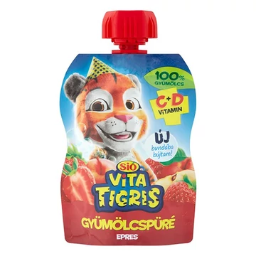 Gyümölcspüré SIÓ Vitatigris Eper 100% 90g Gyümölcspüré SIÓ Vitatigris Eper 100% 90g