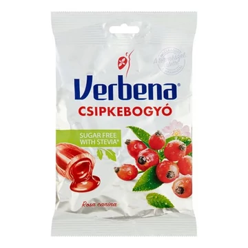 Töltött keménycukorka VERBENA csipkebogyó cukor nélküli 60g Töltött keménycukorka VERBENA csipkebogyó cukor nélküli 60g