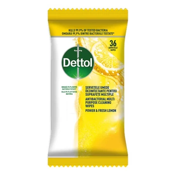 Fertőtlenítő törlőkendő DETTOL Power&Fresh citrom és lime 36 darab/csomag Fertőtlenítő törlőkendő DETTOL Power&Fresh citrom és lime 36 darab/csomag