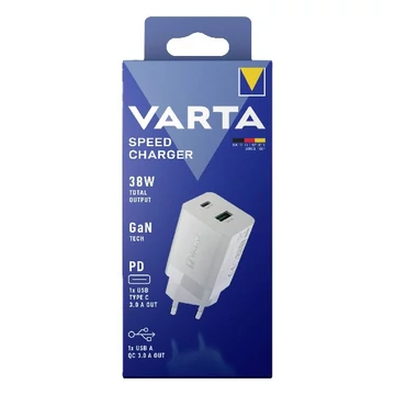 Hálózati töltő VARTA Speed 1xUSB-A 1xUSB-C Hálózati töltő VARTA Speed 1xUSB-A 1xUSB-C