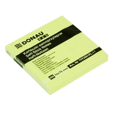 Öntapadó jegyzettömb DONAU ECO 76x76 mm 100 lap sárga Öntapadó jegyzettömb DONAU ECO 76x76 mm 100 lap sárga