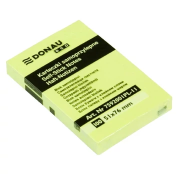 Öntapadó jegyzettömb DONAU ECO 51x76 mm 100 lap sárga Öntapadó jegyzettömb DONAU ECO 51x76 mm 100 lap sárga