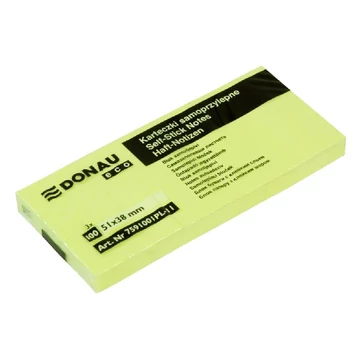 Öntapadó jegyzettömb DONAU ECO 38x51 mm 3x100 lap sárga Öntapadó jegyzettömb DONAU ECO 38x51 mm 3x100 lap sárga