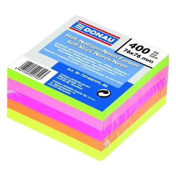 Öntapadó jegyzettömb DONAU 76x76 mm 400 lap vegyes neon színek Öntapadó jegyzettömb DONAU 76x76 mm 400 lap vegyes neon színek