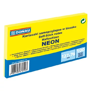 Öntapadó jegyzettömb DONAU 76x127 mm 100 lap neon sárga Öntapadó jegyzettömb DONAU 76x127 mm 100 lap neon sárga