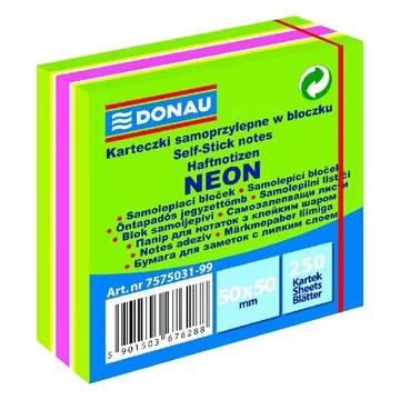 Öntapadó jegyzettömb DONAU 50x50 mm 250 lap vegyes neon színek zöld Öntapadó jegyzettömb DONAU 50x50 mm 250 lap vegyes neon színek zöld