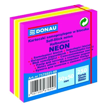 Öntapadó jegyzettömb DONAU 50x50 mm 250 lap vegyes neon színek rózsaszín Öntapadó jegyzettömb DONAU 50x50 mm 250 lap vegyes neon színek rózsaszín