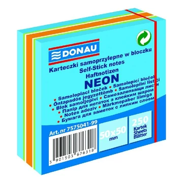 Öntapadó jegyzettömb DONAU 50x50 mm 250 lap vegyes neon színek kék Öntapadó jegyzettömb DONAU 50x50 mm 250 lap vegyes neon színek kék