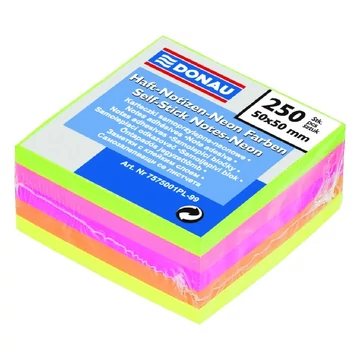 Öntapadó jegyzettömb DONAU 50x50 mm 250 lap vegyes neon színek Öntapadó jegyzettömb DONAU 50x50 mm 250 lap vegyes neon színek