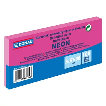 Öntapadó jegyzettömb DONAU 38x51 mm 3x100 lap neon rózsaszín Öntapadó jegyzettömb DONAU 38x51 mm 3x100 lap neon rózsaszín