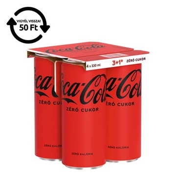 Üdítőital szénsavas COCA-COLA Zero dobozos multipack 4x0,33L DRS Üdítőital szénsavas COCA-COLA Zero dobozos multipack 4x0,33L DRS