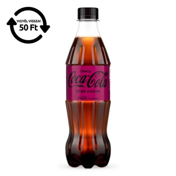 Üdítőital szénsavas COCA-COLA Cherry Zero 0,5L DRS Üdítőital szénsavas COCA-COLA Cherry Zero 0,5L DRS