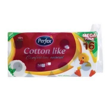 Toalettpapír PERFEX Cotton Comfort Line 3 rétegű 16 tekercses natural Toalettpapír PERFEX Cotton Comfort Line 3 rétegű 16 tekercses natural