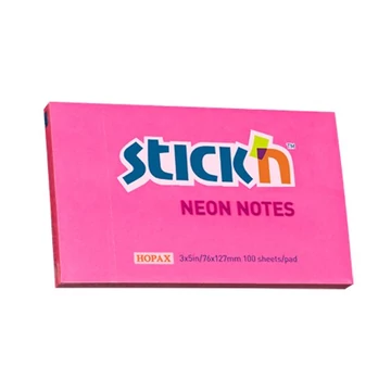 Öntapadó jegyzettömb STICK`N 76x127mm neon pink 100 lap Öntapadó jegyzettömb STICK`N 76x127mm neon pink 100 lap