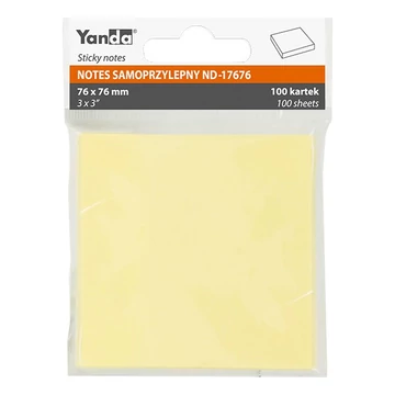 Öntapadó jegyzettömb YANDA 76x76 mm 100 lap sárga Öntapadó jegyzettömb YANDA 76x76 mm 100 lap sárga