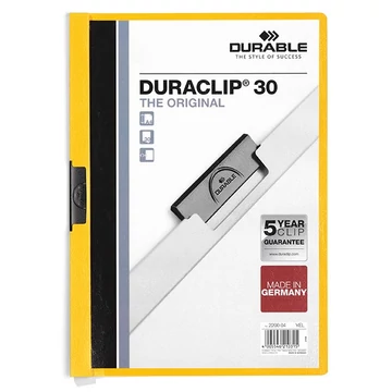 Klipmappa DURABLE Duraclip A/4 30 lapig sárga Klipmappa DURABLE Duraclip A/4 30 lapig sárga