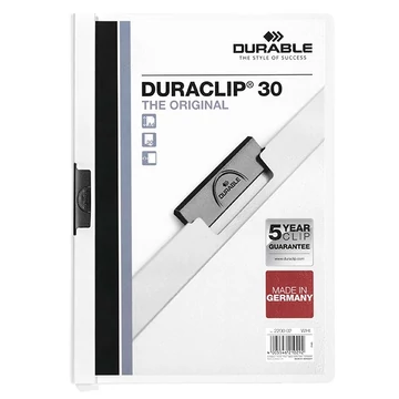 Klipmappa DURABLE Duraclip A/4 30 lapig fehér Klipmappa DURABLE Duraclip A/4 30 lapig fehér