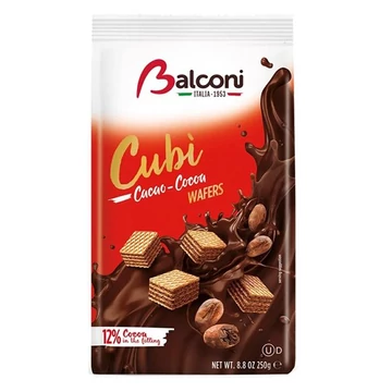 Töltött ostya BALCONI cubi wafers kakaós 250 g Töltött ostya BALCONI cubi wafers kakaós 250 g